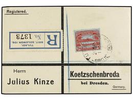 498 SOLOMON. Sg.16. 1910. TULAGAI To GERMANY. Envelope Franked With <B>2 Sh.</B>,<B>6 D.</B> Stamp On Registered Cover,  - Andere & Zonder Classificatie
