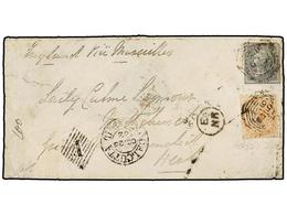 501 BIRMANIA. 1862. RANGOON To GREAT BRITAIN. Envelope Franked With India <B>2 Annas</B> And <B>4 Annas</B> Stamps Tied  - Other & Unclassified