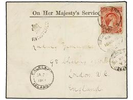 508 FALKLAND. Sg.42. 1900. FALKLAND To GREAT BRITAIN. <B>5 Sh.</B> Red Tied By <B>FALKLAND/ISLANDS</B> Cds. Cancel Sent  - Other & Unclassified