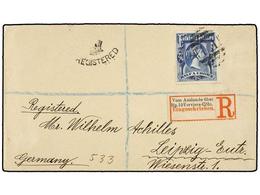 509 FALKLAND. Sg.41. 1900. FALKLAND To GERMANY. <B>2/6 Sh.</B> Blue Tied By <B>F1</B> Cancel, Sent Registered. Arrival C - Other & Unclassified