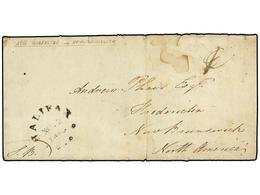 517A GIBRALTAR. 1816. GIBRALTAR To FREDERICTON (New Brunswick). Entire Letter <B>HALIFAX</B> Cds Arrival In Front. Rare  - Other & Unclassified
