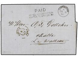 526A PORTUGAL. 1861. LISBOA To MALTA. Entire Letter, On Reverse Oval <B>PAGO DE FRAN PELO PAQUETE/150</B> Sent Via Gibra - Autres & Non Classés