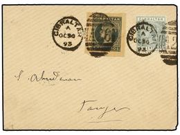 533 GIBRALTAR. Sg.22. 1893. GIBRALTAR To TANGER. <B>5 Cts.</B> Green And <B>5 Cts.</B> Postal Station Cut Envelope Reduc - Altri & Non Classificati