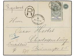 537 GIBRALTAR. Sg.62. 1904. GIBRALTAR To GERMANY. Envelope With <B>2 Sh.</B> Green And Blue Stamp Coner Sheet With Plate - Other & Unclassified