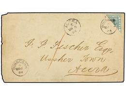 543 COSTA DE ORO. Sg.6a. 1884. Envelope To ACCRA Franked With Diagonally Bisected 1876-84 <B>2 D.</B> Green, Wmk Crown C - Other & Unclassified