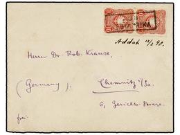 545 COSTA DE ORO. 1890. ADDAH To GERMANY. Envelope With German <B>10 Pf.</B> Red Pair Cancelled <B>AUS WESTAFRIKA</B>, E - Autres & Non Classés