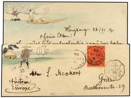 546 HONG KONG. 1895. HONG KONG To AUSTRIA. Hand Printed Envelope With Contents Franked With <B>10 Cts.</B> Stamps, Octog - Sonstige & Ohne Zuordnung