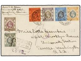 547 HONG KONG. 1906. HONG KONG To USA. Cover Bearing Six Different Values Marking <B>30 Cts.</B> Rate Sent Registered, A - Autres & Non Classés