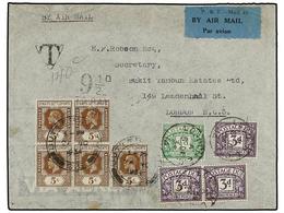 563 MALAYA. 1934. BUTTERWORTH (Penang) To LONDON. Envelope Franked With Five <B>5 Cts.</B>  Brown Stamps, Taxed On Arriv - Andere & Zonder Classificatie