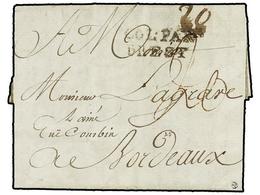 569 MAURICIO. 1791 (August 14). PORT LOUIS. ISLE DE FRANCE To BORDEAUX. Entire Letter With <B>COL. PAR/BREST </B>entry M - Other & Unclassified