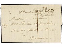 577 MAURICIO. 1817 (July 6). PORT LOUIS To BORDEAUX. Entire Letter Transported Privately To France Were It Was Deposited - Other & Unclassified