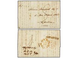 587 MAURICIO. 1840. MAURITIUS To LONDON. Entire Letter, On Reverse Red <B>MAURITIUS/POST OFFICE</B> And Black <B>SHIP LE - Other & Unclassified