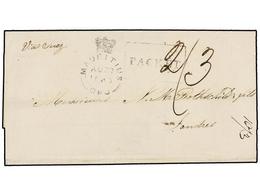 588 MAURICIO. 1850. MAURITIUS To LONDON. Folded Letter, Endorsed <I>'Via Suez'</I>, Crowned <B>MAURITIUS/GPO</B> And <B> - Other & Unclassified