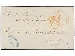 594 MAURICIO. 1856. MAURITIUS To LONDON. Folded Letter Endorsed <I>'Carolina Read, Via Ceylon And Marseille'</I>, Red Ov - Autres & Non Classés