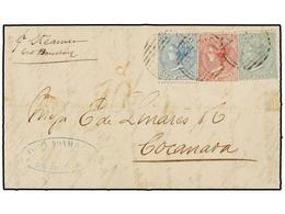 601 MAURICIO. Sg.59, 62, 64. 1872. MAURITIUS To COCANADA (French India). Entire Letter (in French) Endorsed <I>'P. Steam - Other & Unclassified