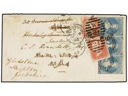 611 NUEVA ZELANDA. Sg.37a (3). 1863. AUCKLAND To OXFORD (England). Envelope Franked With Strip Of Three Of <B>2 D.</B> P - Other & Unclassified