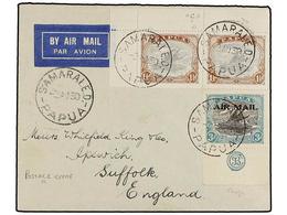 617 PAPUA Y NUEVA GUINEA. Sg.95d+95, 112. 1930. SAMARAI To ENGLAND. <B>AIR MAIL</B> Cover Franked With <B>1 1/2 D. </B>( - Sonstige & Ohne Zuordnung