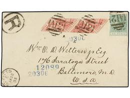625 SAN KITTS-NEVIS. Sg.22, 23 (4). 1885. ST. KITTS To BALTIMORE (Usa). Envelope Bearing A Strip Of Three And A Single ( - Altri & Non Classificati