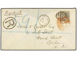 626 SAN KITTS-NEVIS. 1890. ST. KITTS To LONDON. Envelope Franked With <B>6 D.</B> Olive Brown Tied By <B>'A12' </B>oblit - Autres & Non Classés