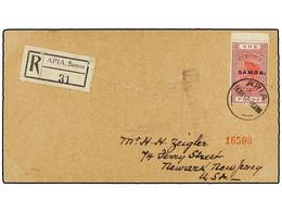 629 SAMOA. Sg.132. 1919. APIA To U.S.A. Envelope Franked With <B>1 Pound</B> Rose Stamp On Registered Cover, Arrival On  - Other & Unclassified