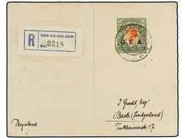 635 TANGANIKA. Sg.58. 1920. DAR-ES-SALAM To SWITZERLAND. <B>4 Rupees</B> G.E.A.<B> </B>on Registered Cover., Arrival On  - Other & Unclassified