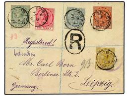 637 TOBAGO. 1897. Registered Cover Used To GERMANY Bearing <B>1/2 D., 1/-</B> Tied By The <B>TOBAGO</B> Cds's. - Other & Unclassified