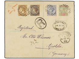 641 TURQUIA. Sg.59, 60, 65, 72. 1896. TURKS To GERMANY. Nice Franking On Registered Cover, Arrival On Reverse. - Sonstige & Ohne Zuordnung