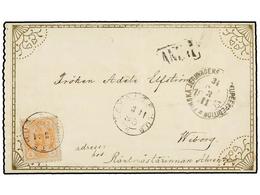 655 ISLANDIA. Fa.13. 1883. TAVASTEHUS To WIBORG. Ornate Letter 'Lady's Envelope' Franked With <B>5 Penni</B> Orange Stam - Autres & Non Classés