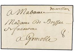 673 ITALIA. 1705 (14 Agosto). <B>GUERRA DE SUCESIÓN ESPAÑOLA. </B>MILAN A GRENOBLE.<B> </B>Carta Completa, Manuscrito <I - Sonstige & Ohne Zuordnung