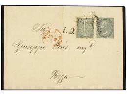 677 ITALIA. 1868. VENTIMIGLIA A NIZZA. Impreso Circulado Con Sellos De <B>1 Cto.</B> Verde Y <B>5 Cts.</B> Verde. Rara T - Other & Unclassified