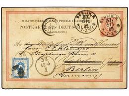 688 JAPON. 1885. BERLÍN A YOKOHAMA. Entero Postal De <B>10 Pf.</B> Reexpedido A BERLÍN Con Sello Japonés De <B>10 Sen</B - Other & Unclassified