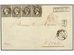 692 LUXEMBURGO. 1856 (Oct. 30). Cover From LUXEMBOURG To PARIS Franked By Remarkable And Fine Strip Of Four 1851<B> 10 C - Autres & Non Classés
