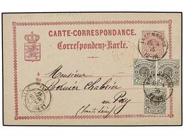 694 LUXEMBURGO. 1876 (April 18). <B>6 C.</B> Violet On Rose Pink Stationery Card, A Fine Used Example Up-rated With Extr - Altri & Non Classificati