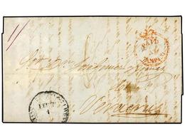 700 MEXICO. 1854. TAMPICO A VERACRUZ. Circulada Por El Correo Británico, Marca <B>PAID/AT/TAMPICO</B> En Rojo Y Tarifa M - Altri & Non Classificati