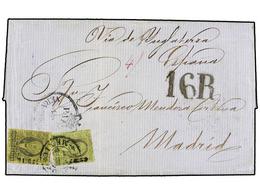 706 MEXICO. Sc.7, 9. 1861. MÉXICO A MADRID. <B>1 Real</B> Negro S. Verde Y <B>4 Reales</B> Negro S. Amarillo Circulado V - Autres & Non Classés