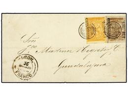 718 MEXICO. Sc.19a, 23d. 1864 (15 Agosto). LEON A GUADALAJARA. <B>1/2 Real</B> Castaño (segundo Período) Y <B>2 Reales</ - Andere & Zonder Classificatie