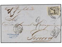 723 MEXICO. 1865. TAMPICO A GENOVA (Italia). <B>1 Real</B> Azul Gris, Mat.<B> CORREOS/TAMPICO</B> Circulado Vía Inglater - Other & Unclassified