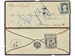 734 MEXICO. Sc.109. 1876. MÉXICO A BERLÍN. <B>25 Cts.</B> Azul Y Sello De <B>10 Cts.</B> De <B>PORTE DE MAR</B> Matasell - Other & Unclassified