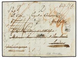 735A MARRUECOS. 1838. TANGER To STOCKOLM. Entire Letter Sent Via GIBRALTAR And LONDON. Black Arc<B> GIBRALTAR</B> Mark A - Autres & Non Classés