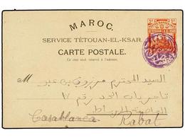 738 MARRUECOS: CORREO LOCAL. MARRAKESH A RABAT. Entero Postal De <B>5 Cents.</B> Rojo Del Servicio Local Entre TETUÁN Y  - Autres & Non Classés