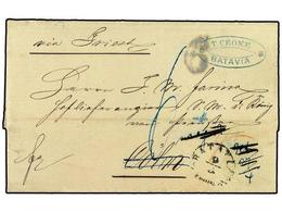 755 INDIA HOLANDESA. 1860. Stampless Letter From BATAVIA To GERMANY, Endorsed 'Via Triest', With Scarce Blue <B>6</B> Ha - Altri & Non Classificati