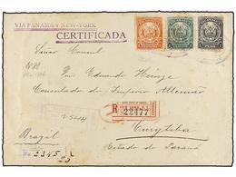 757 NICARAGUA. Sc.179, 182, 189. 1906. GRANADA A CURYTIBA (Brasil). <B>1 Ctvo.</B> Verde, <B>4 Ctvos.</B> Naranja Y <B>1 - Autres & Non Classés