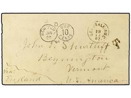 759 PALESTINA. 1883. Cover To The United States, Sent Totally Unpaid And Showing <B>GERUSALEMME</B> Origin Cds, With <B> - Autres & Non Classés