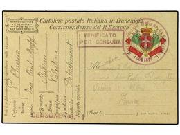 761 PALESTINA. 1918. Military Mail Correspondence Card Cancelled By <B>DISTACCAMENTO ITALIANO DI PALESTINE COMMANDO</B>  - Other & Unclassified