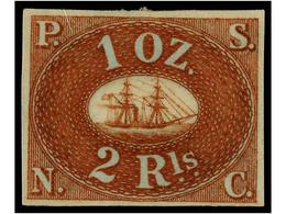 765 * PERU. Sc.2. 1857. <B>2 Reales</B> Castaño Rojo. Excelente Color Y Márgenes. MUY RARO Y De LUJO. Cert. BEHR. - Autres & Non Classés