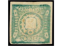 767 (*) PERU. Sc.14a. <B>1 Dinero</B> Verde<B> ESCUDO INVERTIDO, </B>aunque Está Sin Goma. Muy Raro En Nuevo. - Andere & Zonder Classificatie