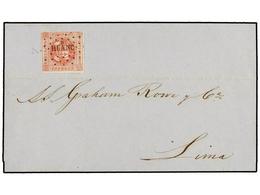 775 PERU. Sc.10. 1860. HUANCAYO A LIMA. <B>1 Peseta</B>, Mat. Círculo De Puntos<B> HUANC.O.</B> MAGNÍFICA. - Other & Unclassified