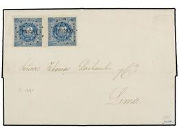 776 PERU. Sc.3 (2). 1860. PASCO A LIMA. <B>1 Dinero</B> Azul, Pareja, Mat.<B> </B>círculo De Puntos<B> PASCO.</B> MAGNÍF - Andere & Zonder Classificatie