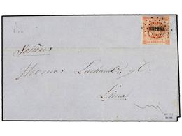 777 PERU. Sc.10. 1860. NEPEÑA A LIMA. <B>1 Peseta</B> Rojo, Mat. Círculo De Puntos <B>NEPEÑA.</B> MAGNÍFICA. - Sonstige & Ohne Zuordnung