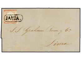 788 PERU. Sc.12. 1866. JAUJA A LIMA. <B>1 Dinero</B> Rosa, Mat. Lineal<B> JAUJA</B>. MAGNÍFICA. - Other & Unclassified